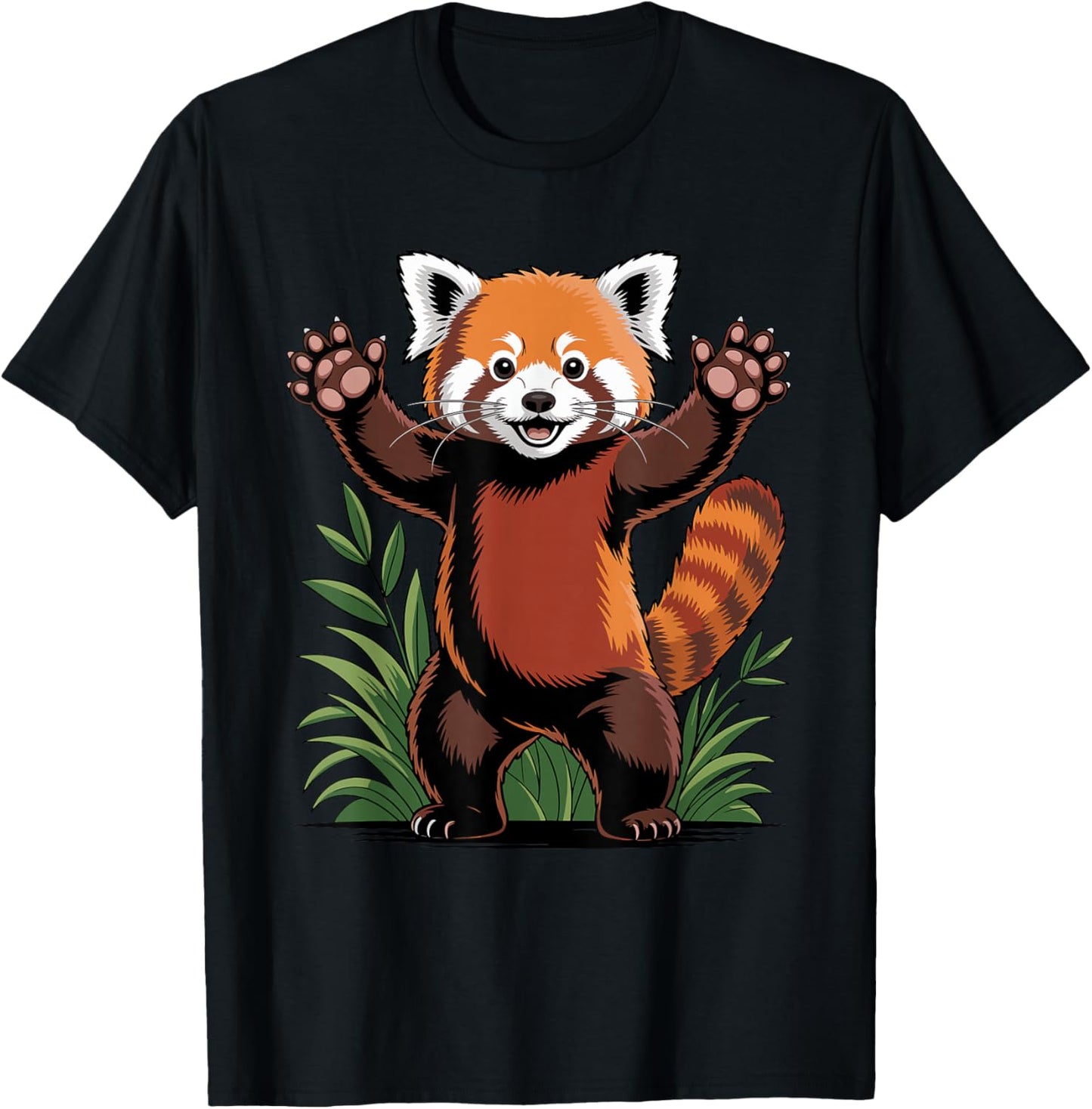 Red Panda Paws Hands Up Kawaii Red Panda T-Shirt - T-Shirt | Black