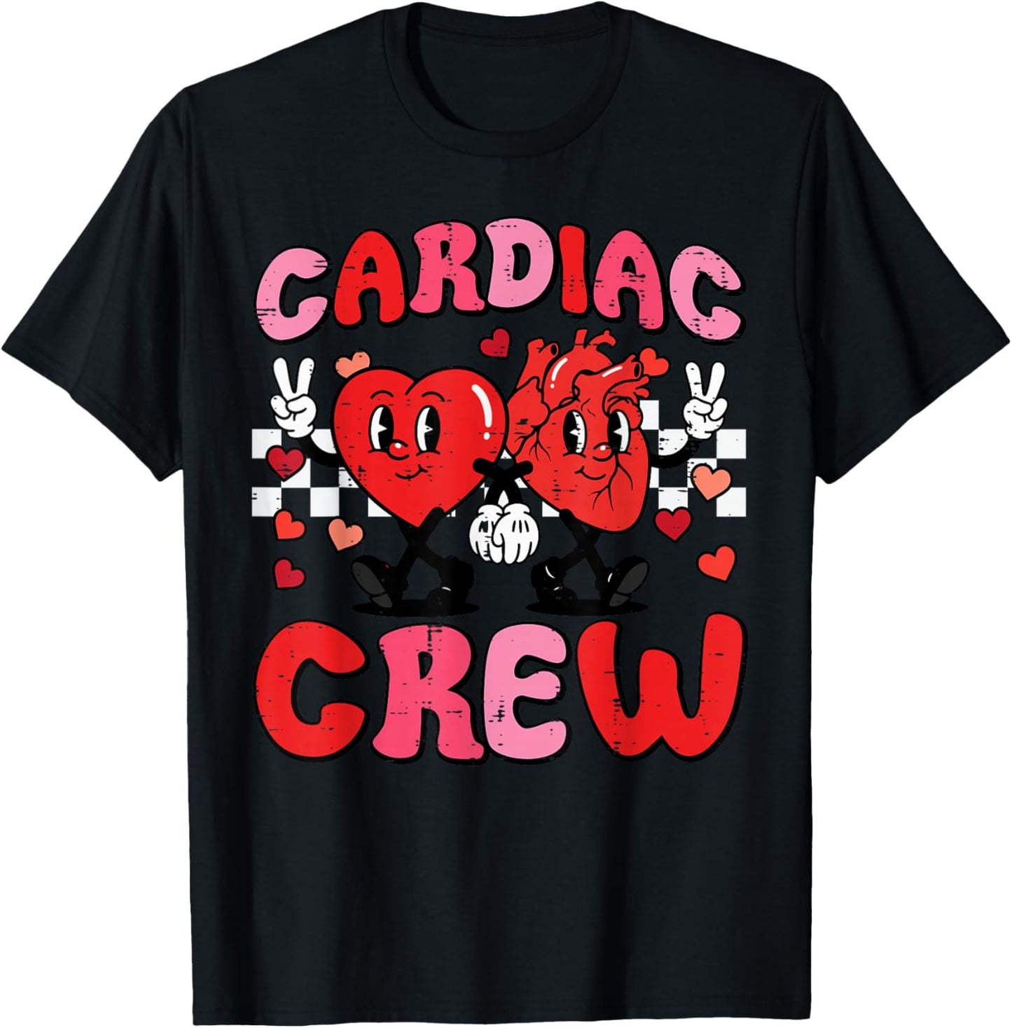 Valentine Nurse Cardiac Crew Heart Funny Scrub Top Men Women T-Shirt - T-Shirt | Black
