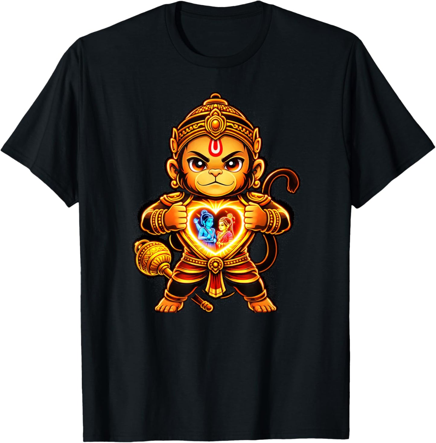 Hanumanji Hanuman Hindu Monkey God Lover Devotee T-Shirt - T-Shirt | Black