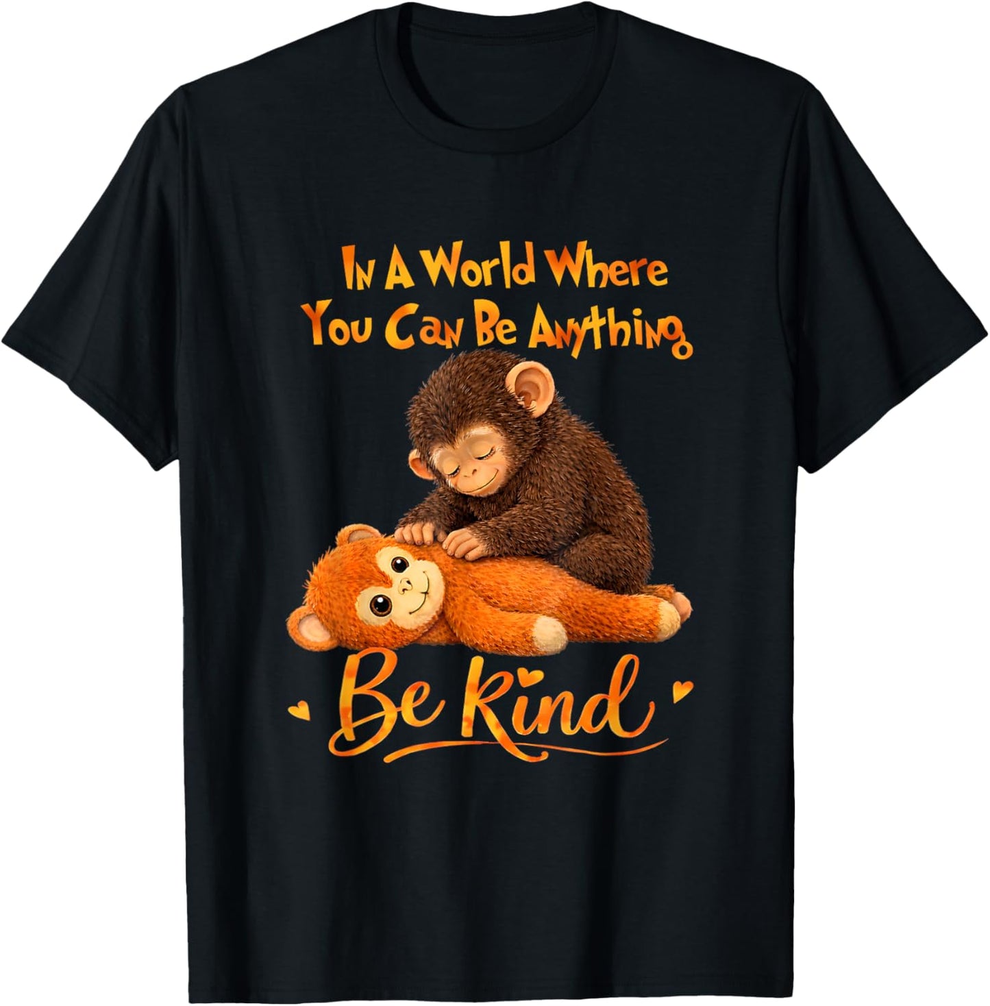 Be Kind Cute Baby Monkey Punch Team T-Shirt - T-Shirt | Black
