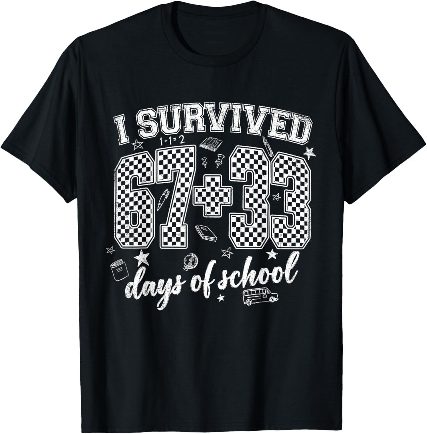 I Survived 100 Days of School 6 7 Meme Six Seven Kids Boys T-Shirt - T-Shirt | Black