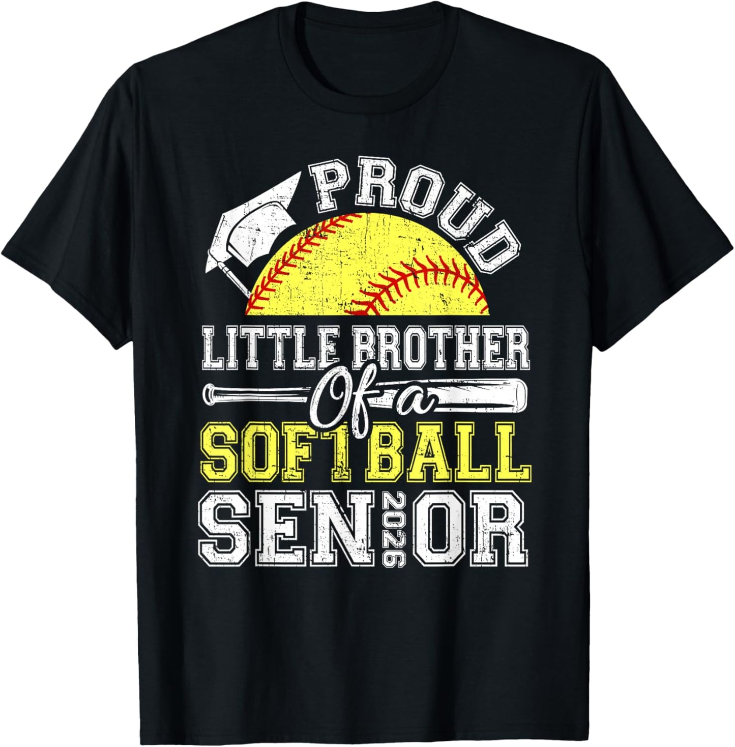 Proud Little Brother of A 2026 Senior Softball Graduate T-Shirt - T-Shirt | Black