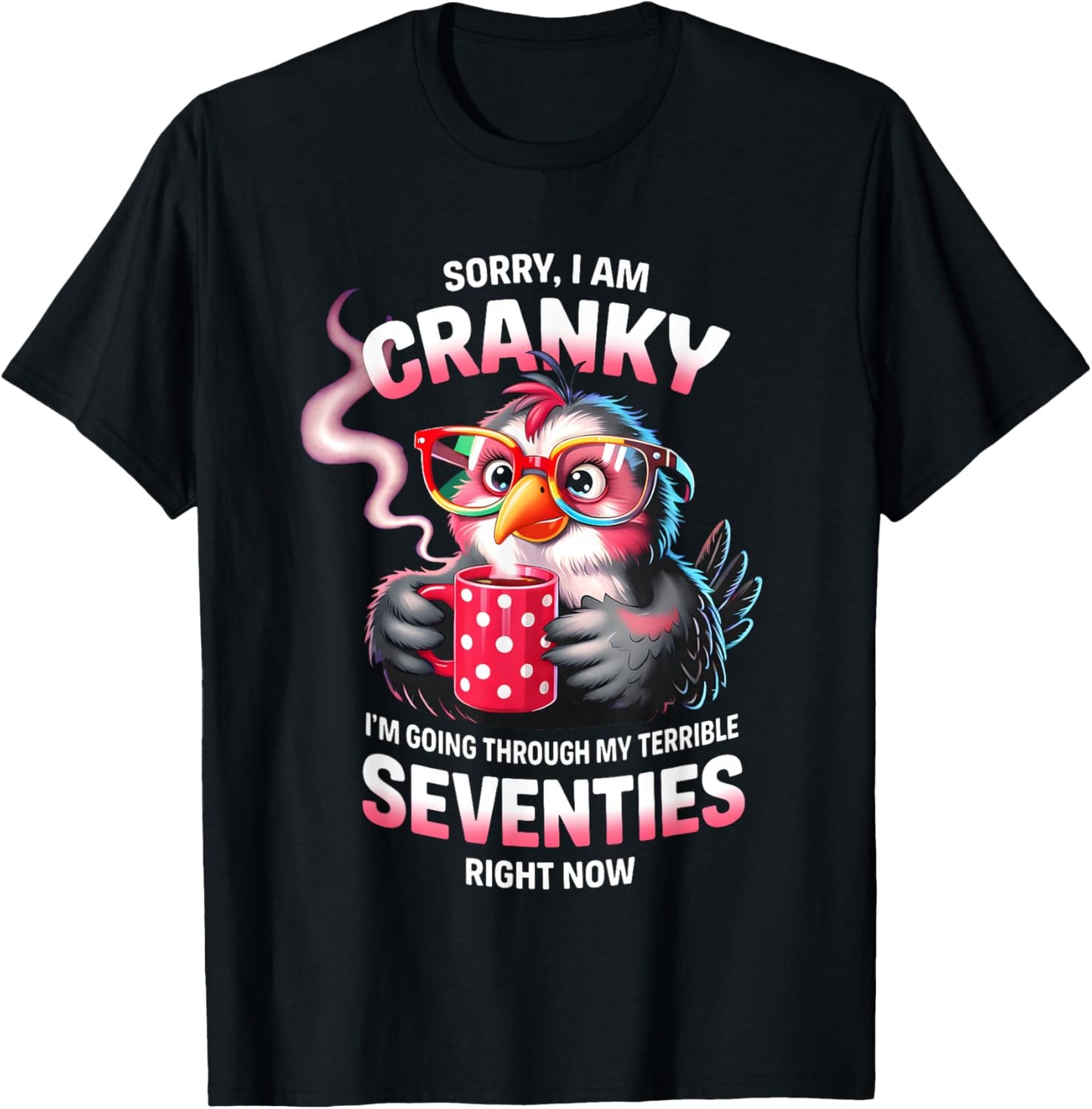 Owl Sorry I Am Cranky I'm Going Through My Terrible Seventie T-Shirt - T-Shirt | Black