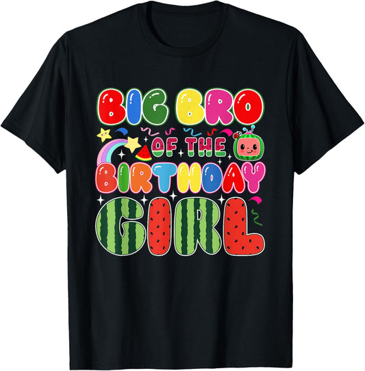 Big Bro of The Birthday Girl Melon Family Matching Funny T-Shirt - T-Shirt | Black