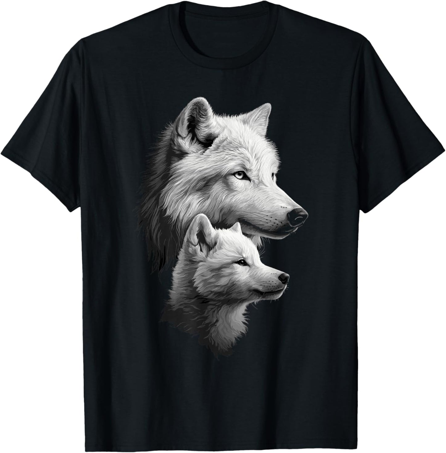 Wolf and Wolf Cub Men Wolf Lover Women Girls Cute Wolf T-Shirt - T-Shirt | Black