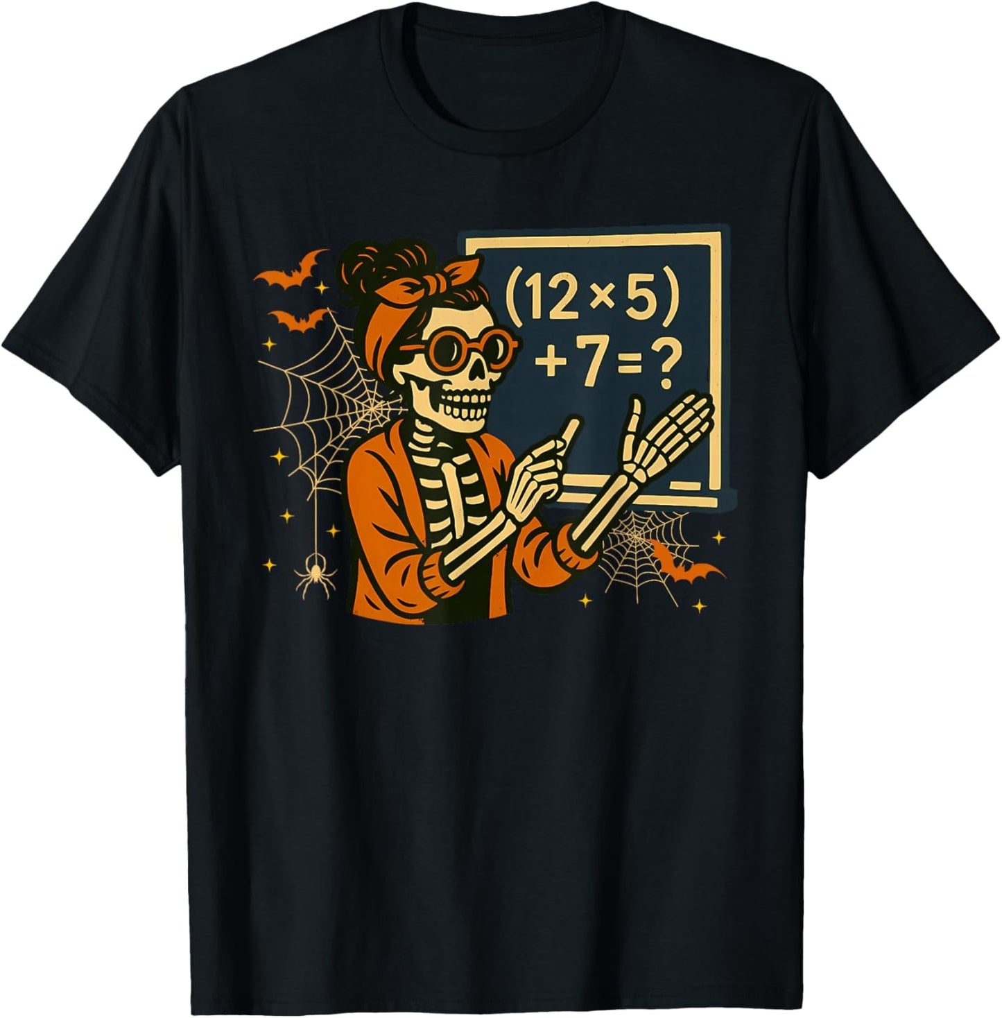 67 Teacher Halloween Skeleton Six Seven Meme Math T-Shirt - T-Shirt | Black