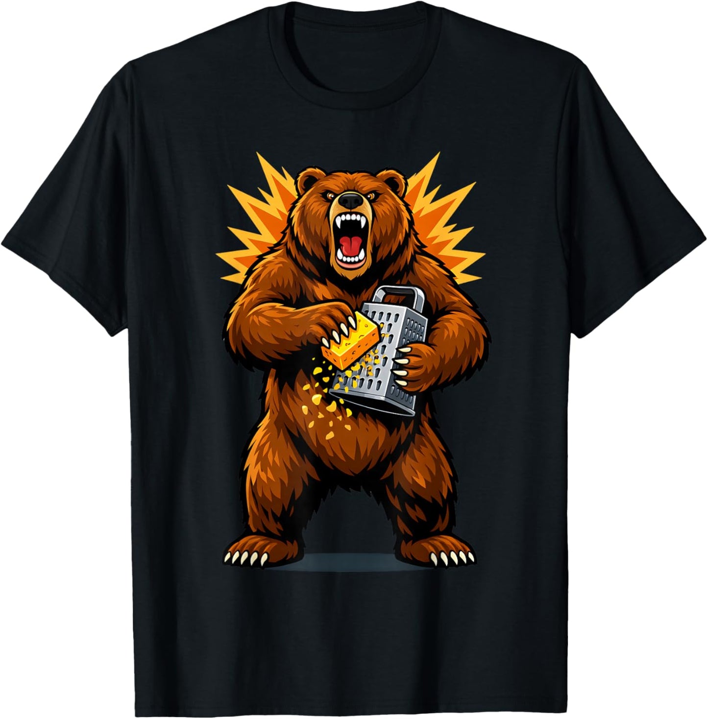 Angry Bear Grating Cheese Grater Hater T-Shirt - T-Shirt | Black