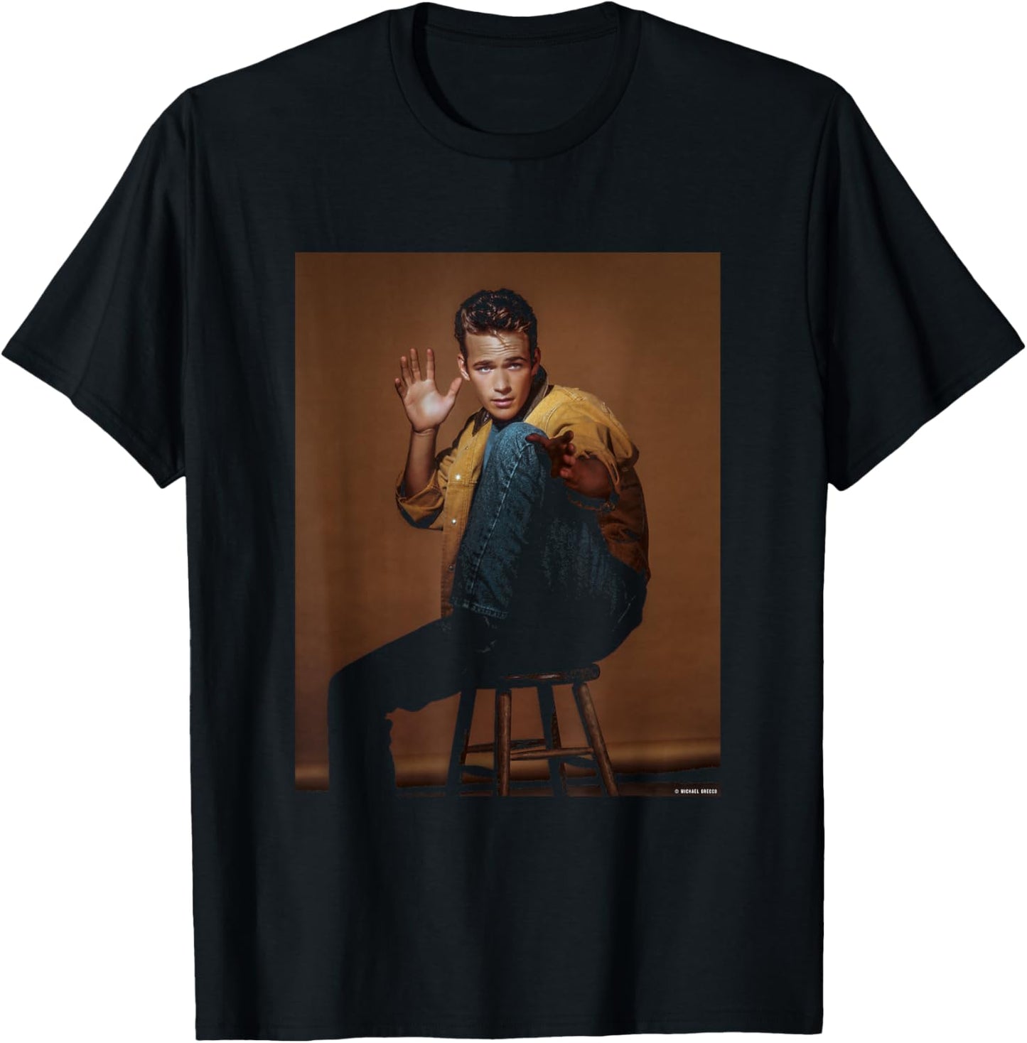 Beverly Hills 90210 Actor Luke Perry by Michael Grecco T-Shirt - T-Shirt | Black