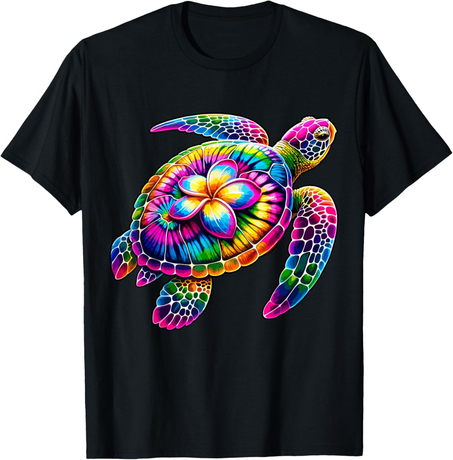 Hawaiian Sea Turtle Tie-Dye Hawaii Vacation Beach Summer T-Shirt - T-Shirt | Black