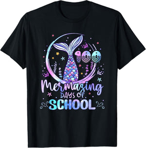 100 Mermazing Days of School Mermaid 100th Day Girls Kids T-Shirt - T-Shirt | Black