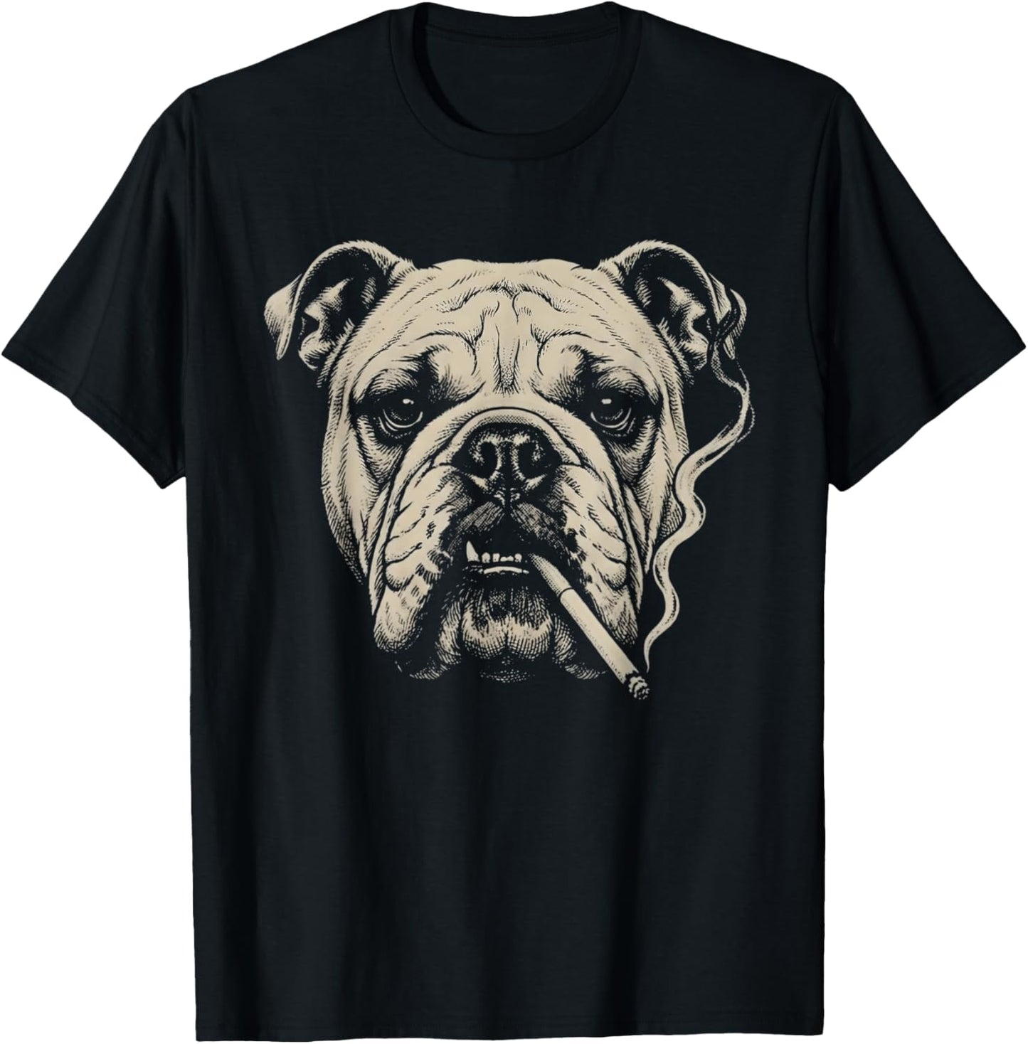 Dog Smoking Cigarette Funny English Bulldog Meme T-Shirt - T-Shirt | Black