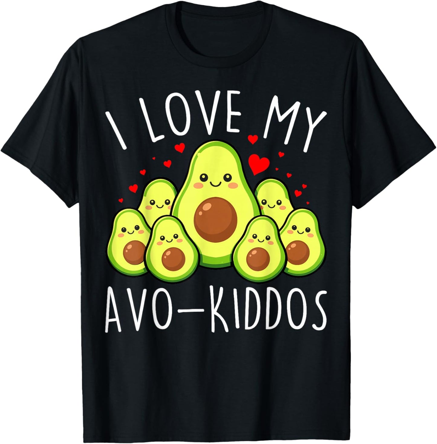 I Love My AVO Kiddos Funny Teacher Valentine's Day Avocado T-Shirt - T-Shirt | Black