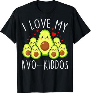 I Love My AVO Kiddos Funny Teacher Valentine's Day Avocado T-Shirt - T-Shirt | Black