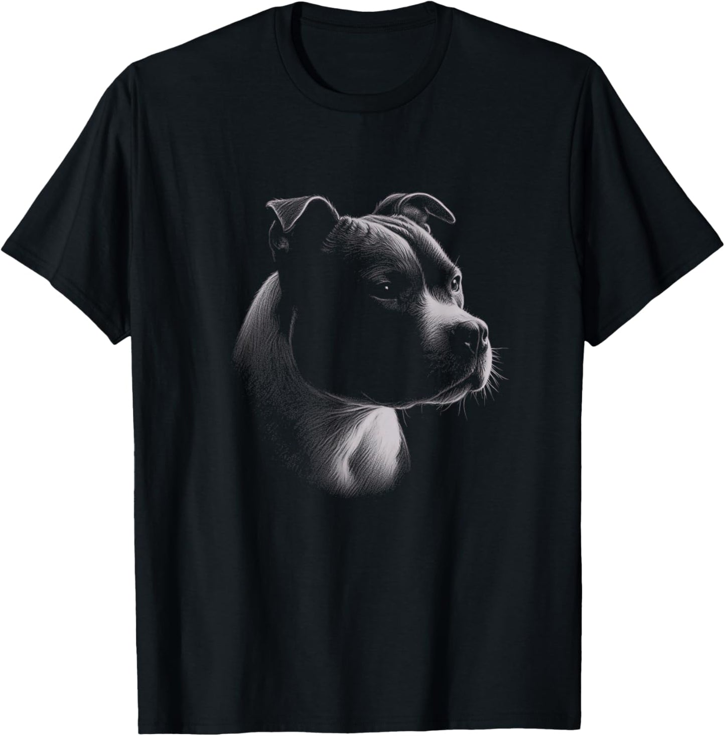 Staffordshire Bull Terrier Drawing Staffy Art Design T-Shirt - T-Shirt | Black