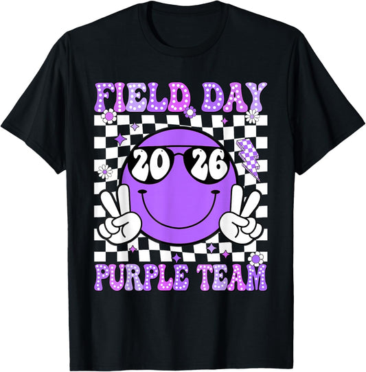 Field Day Purple Team Funny for Teacher Kids Field Day Games T-Shirt - T-Shirt | Black