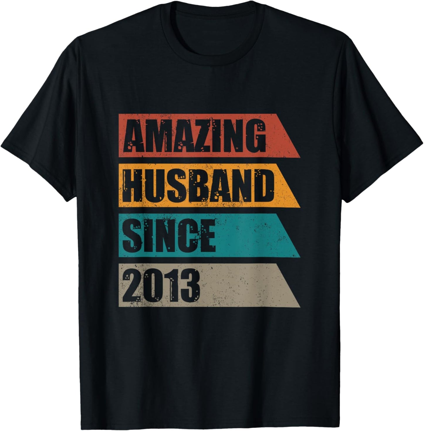 Retro Amazing Husband Since 2013 13th Wedding Anniversary T-Shirt - T-Shirt | Black