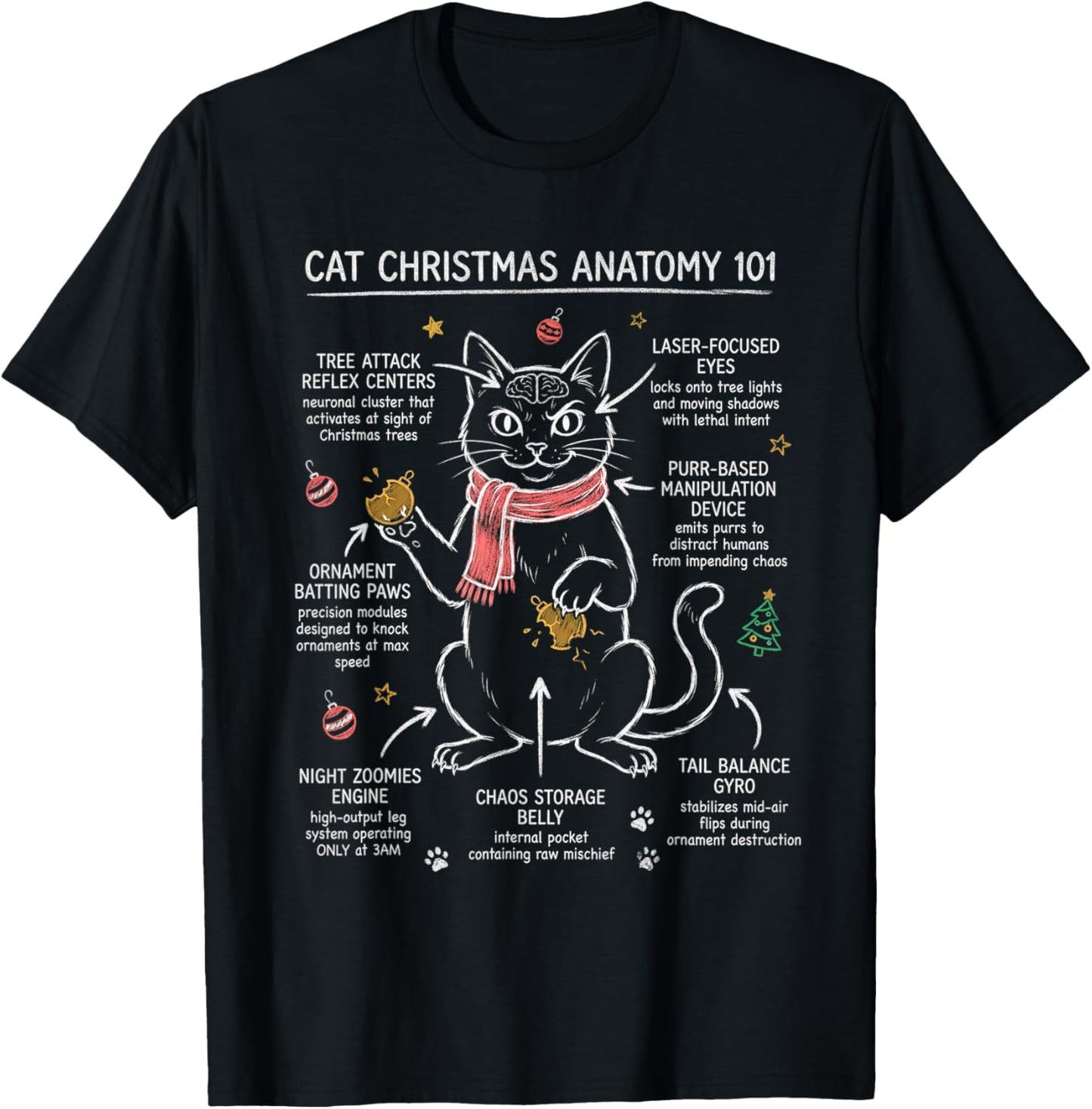 Funny Cat Christmas T-Shirt - T-Shirt | Black