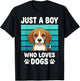 Just a Boy Who Loves Dogs Funny Dog Lover Kids Boys T-Shirt - T-Shirt | Black