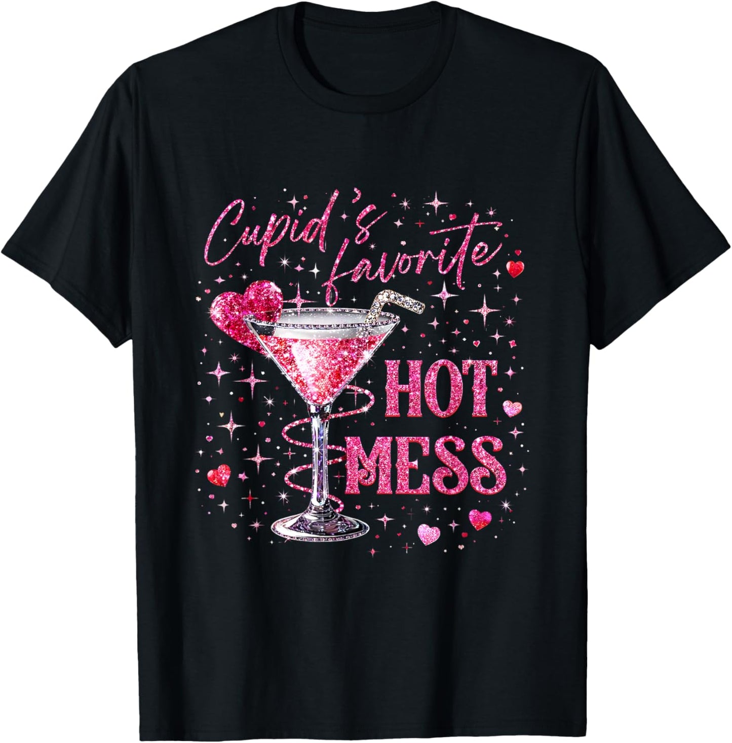 Even Cupid Need A Margarita Retro Trendy Valentine Funny T-Shirt - T-Shirt | Black