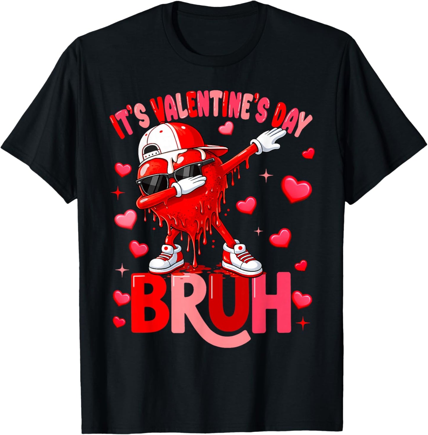 Bruh Valentines Day Boys Kids Drip Heart Funny Valentine T-Shirt - T-Shirt | Black
