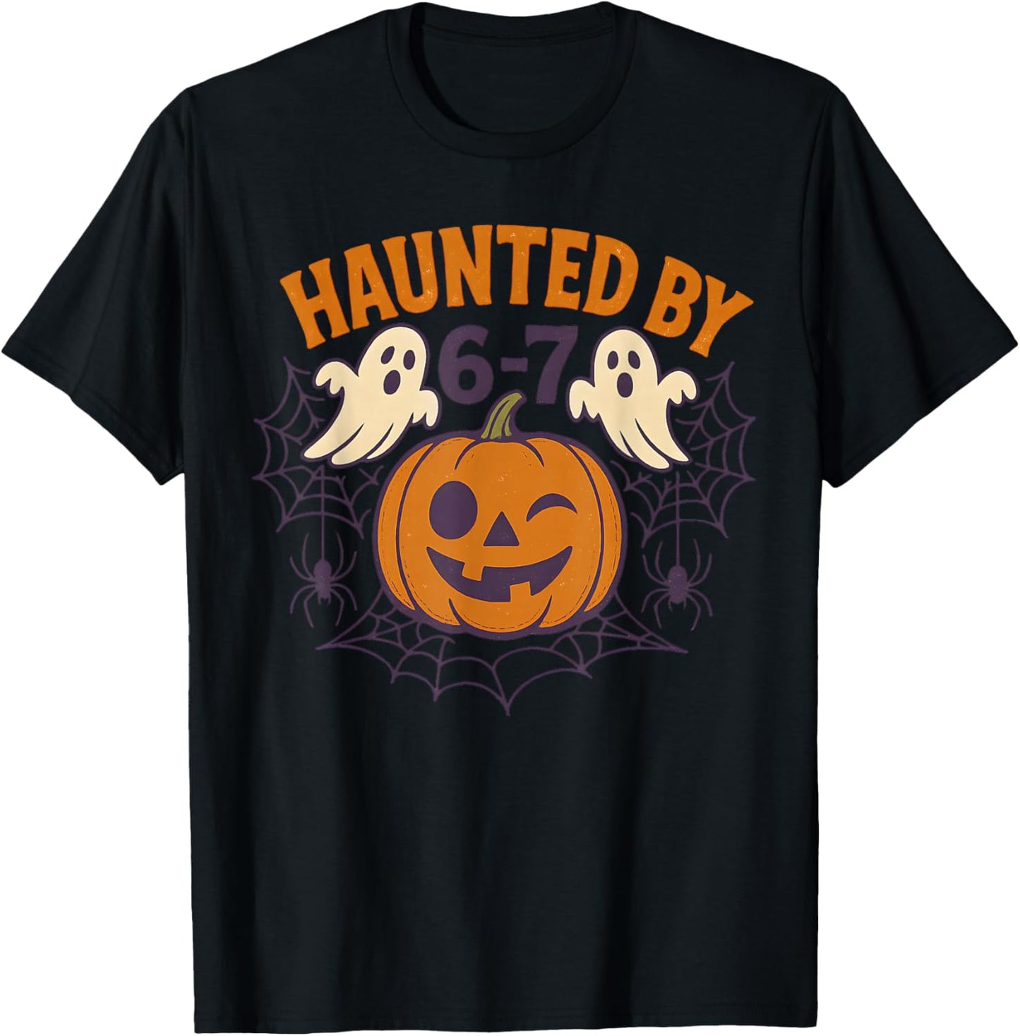 Haunted by 6-7 Retro Halloween 67 Ghost Pumpkin Funny Kids T-Shirt - T-Shirt | Black