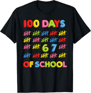 Funny 67 100 Days of School 100th Day 6 7 Meme Teacher Kids T-Shirt - T-Shirt | Black