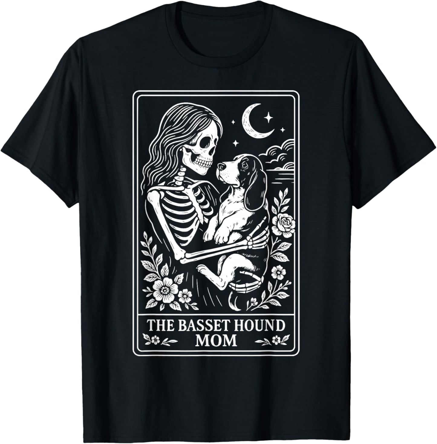 The Basset Hound Mom Tarot Card T-Shirt - T-Shirt | Black