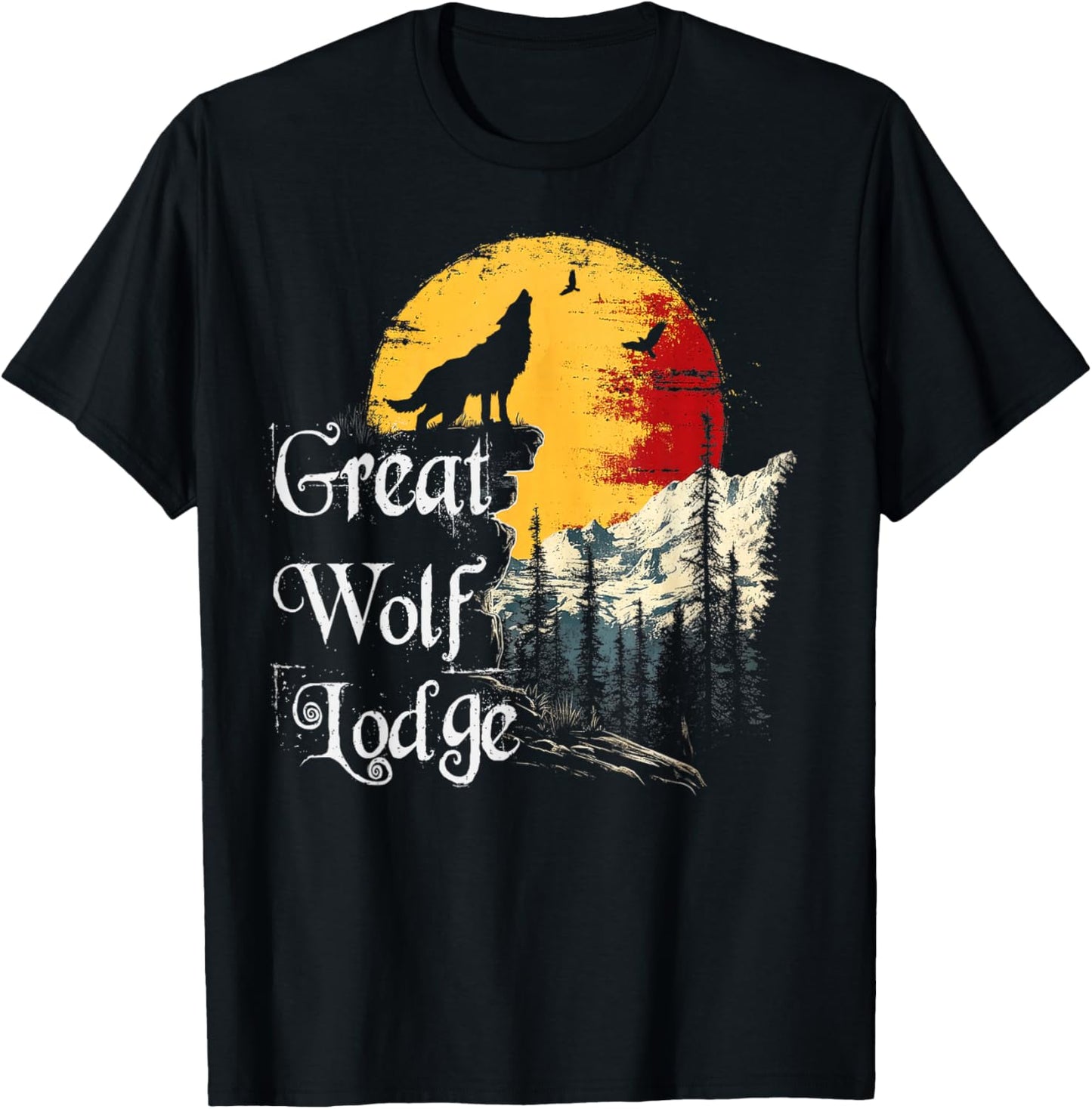 Great Wolf Lodge Lovers Outdoor Adventure Enthusiast Howling T-Shirt - T-Shirt | Black