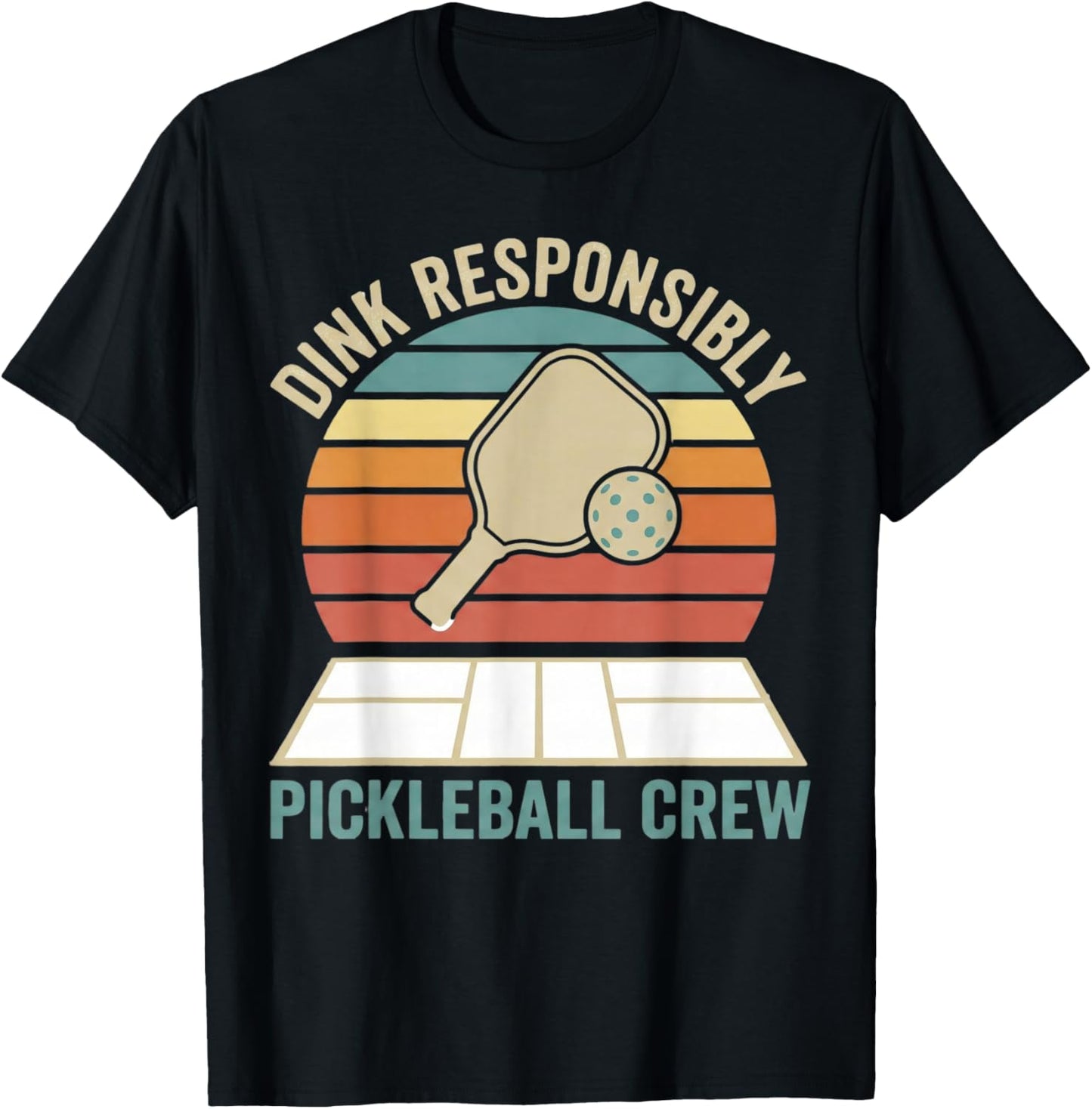 Dink Responsibly Retro Pickleball Vintage Crew T-Shirt - T-Shirt | Black