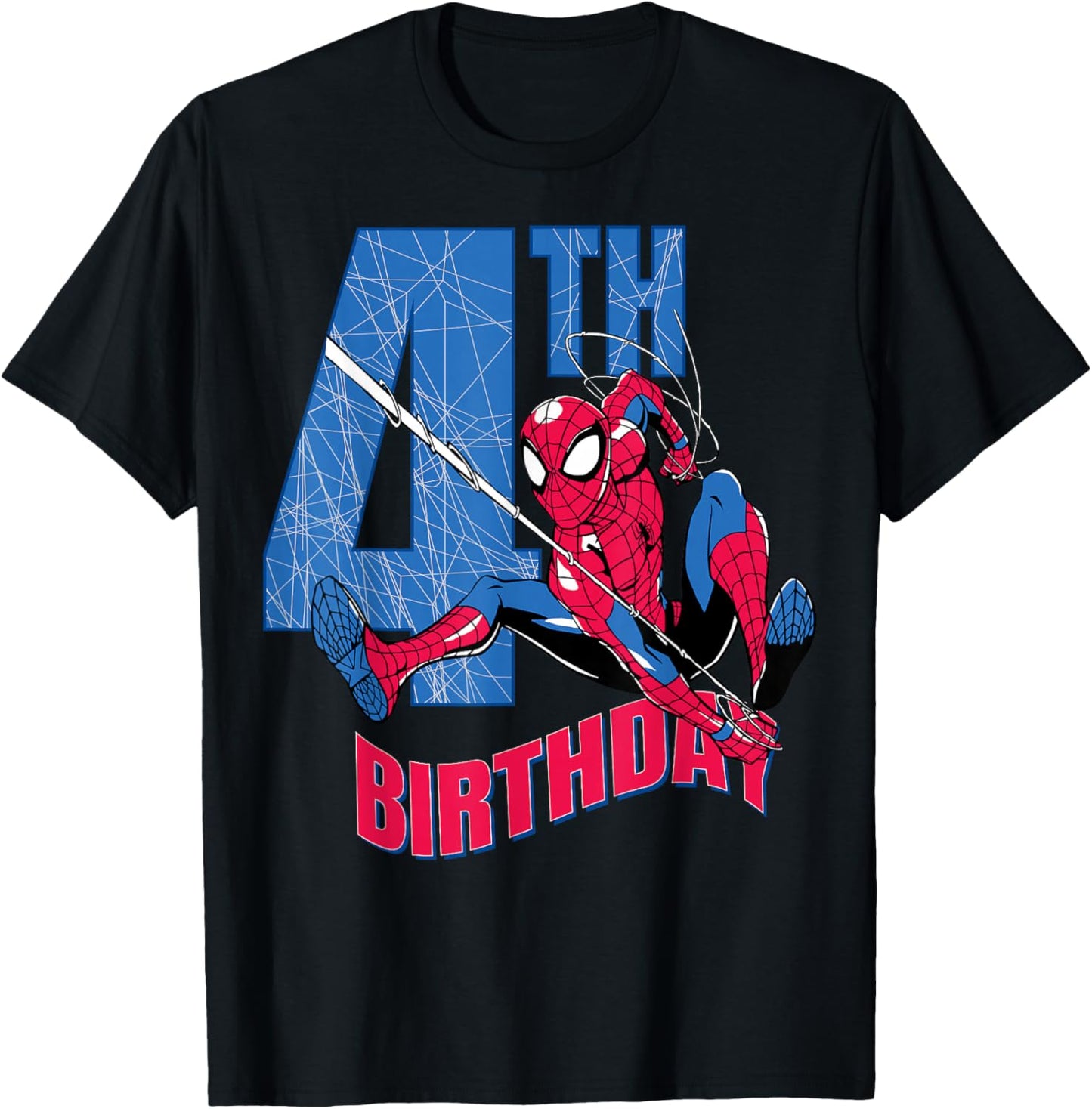 Marvel Comics Spider-Man 4th Birthday Hero Web Action T-Shirt - T-Shirt | Black
