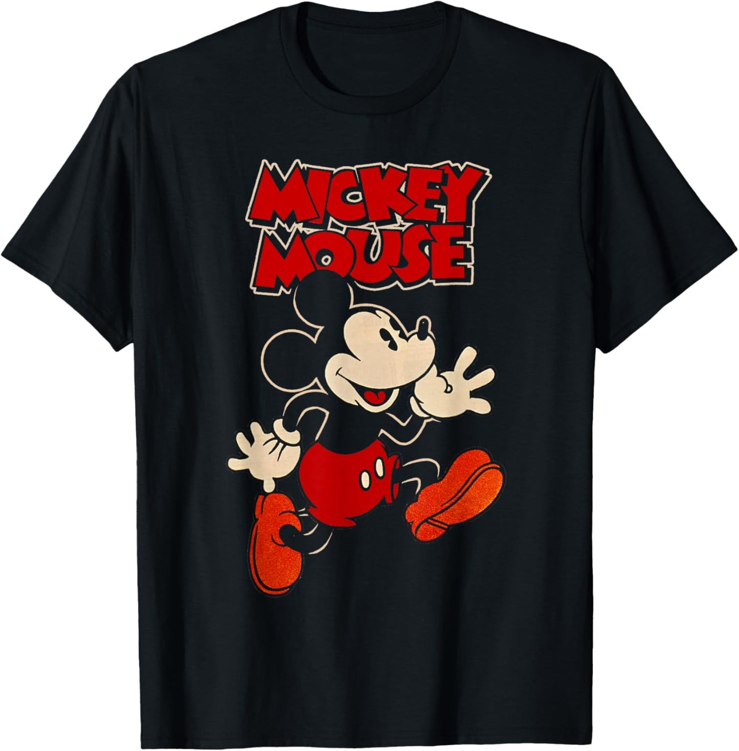 Disney Mickey and Friends Classic Retro Mickey Mouse Running T-Shirt - T-Shirt | Black