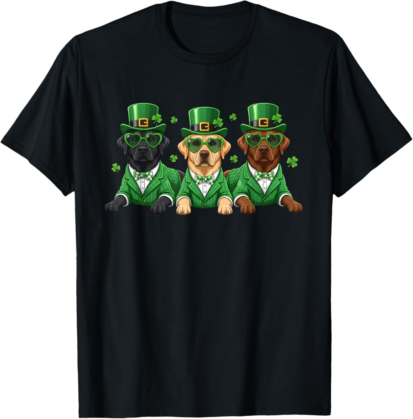 Funny Labrador Retriever Shamrock St Patricks Day Irish Dog T-Shirt - T-Shirt | Black