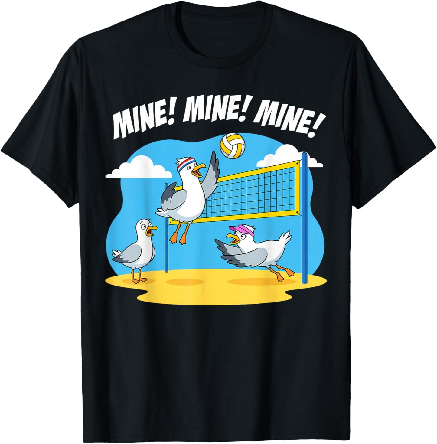 Volleyball Mine Mine Mine Seagull Funny Beach T-Shirt - T-Shirt | Black
