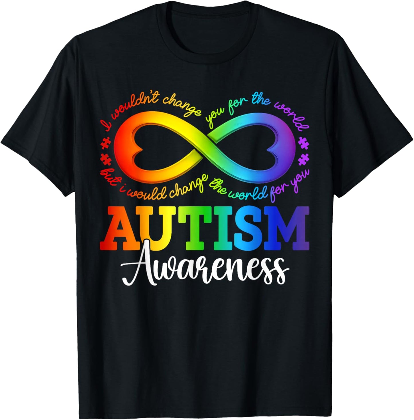 Autism Awareness Acceptance Shirt Infinity Symbol Men Women T-Shirt - T-Shirt | Black