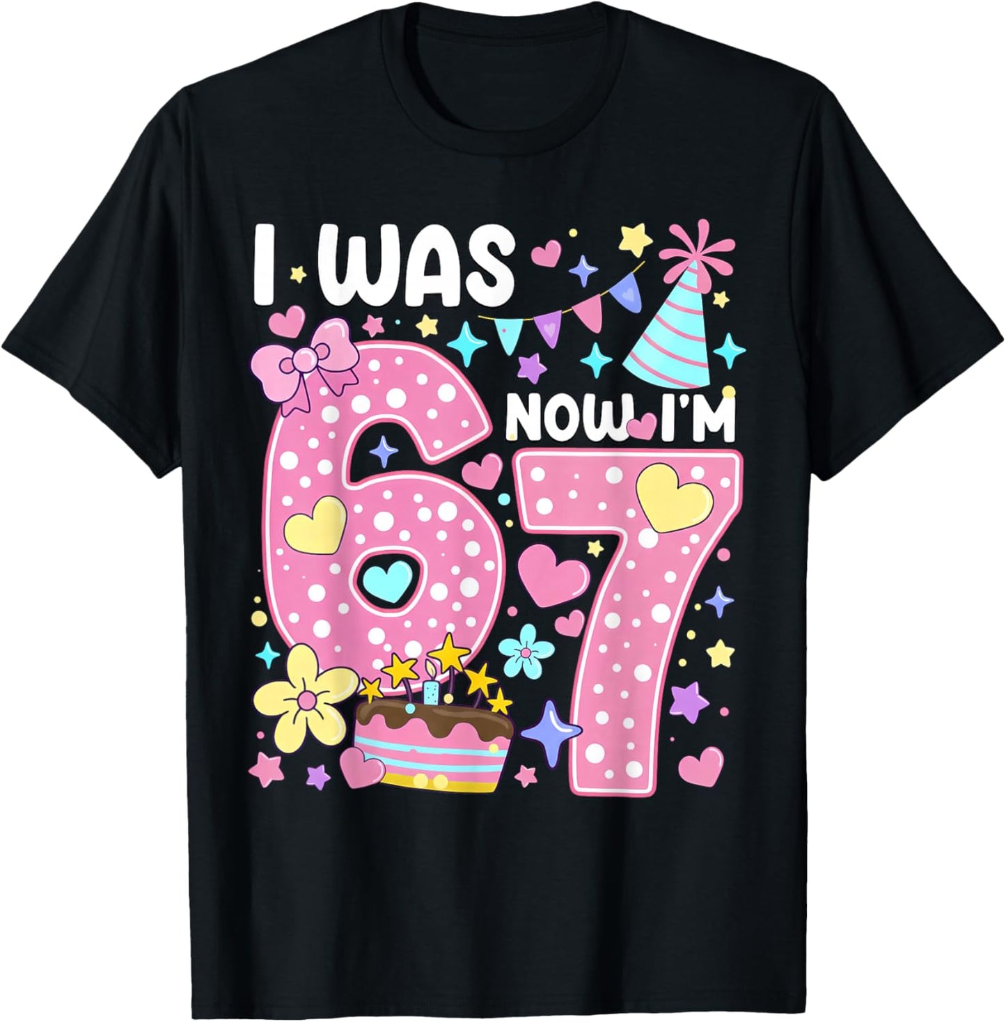 7 Year Old Birthday Girl I was 6 Now I'm 7 Meme 7th Birthday T-Shirt - T-Shirt | Black