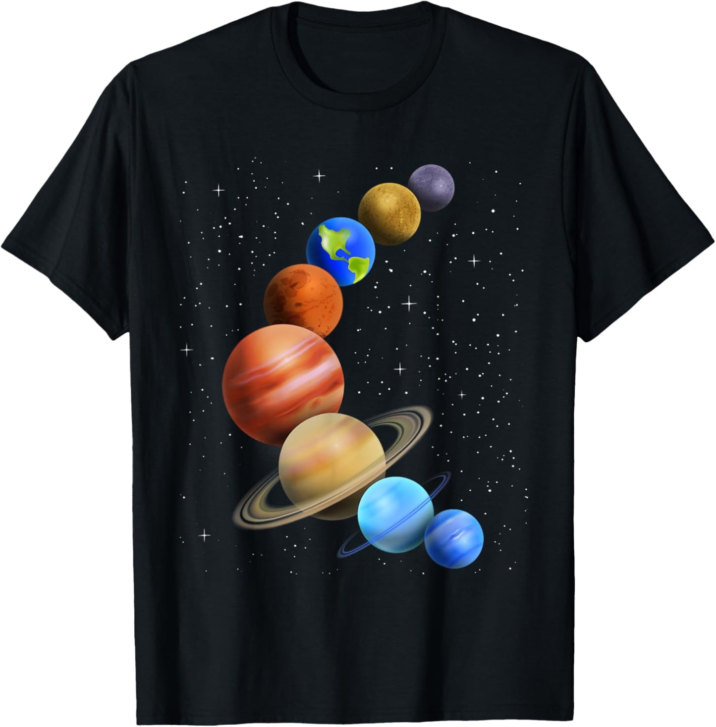 Planets Space Galaxy Solar System Men Women Kids T-Shirt - T-Shirt | Black