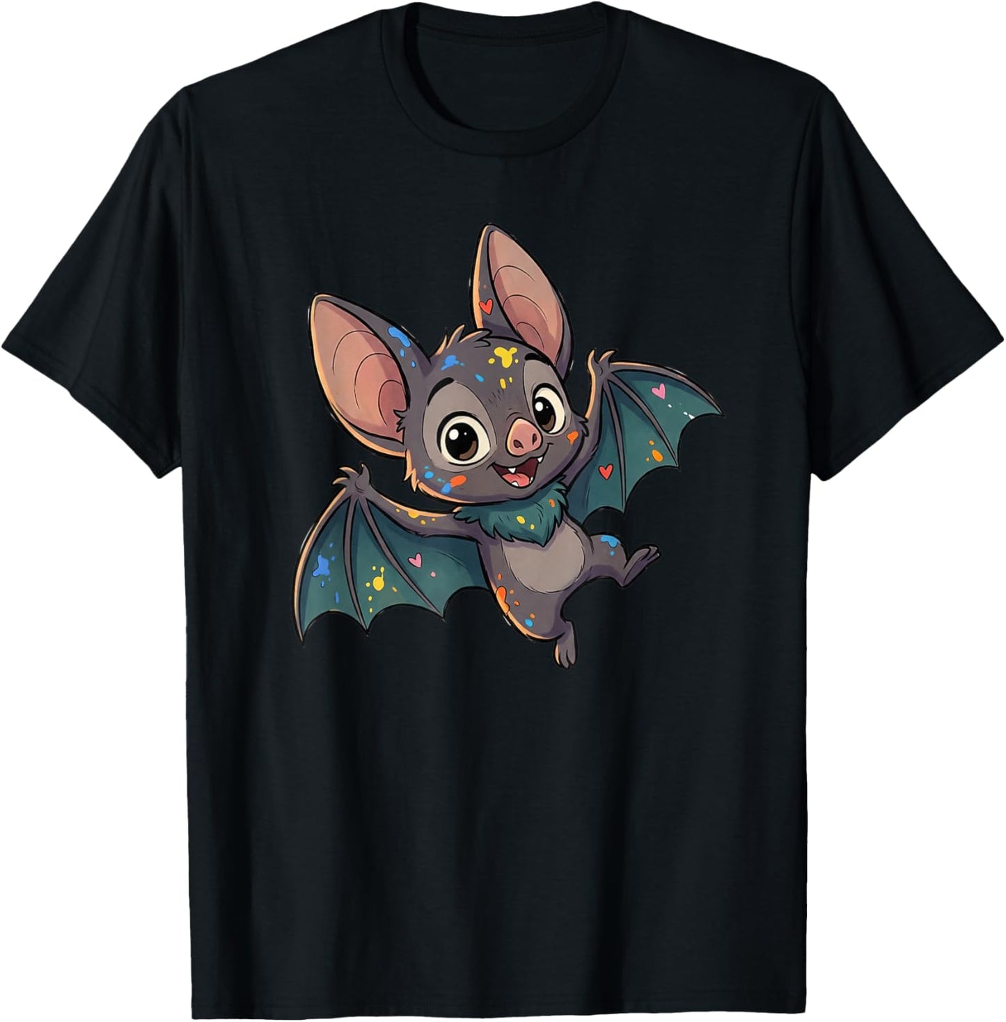 Adorable Colorful Baby Bat for Kids Halloween T-Shirt - T-Shirt | Black