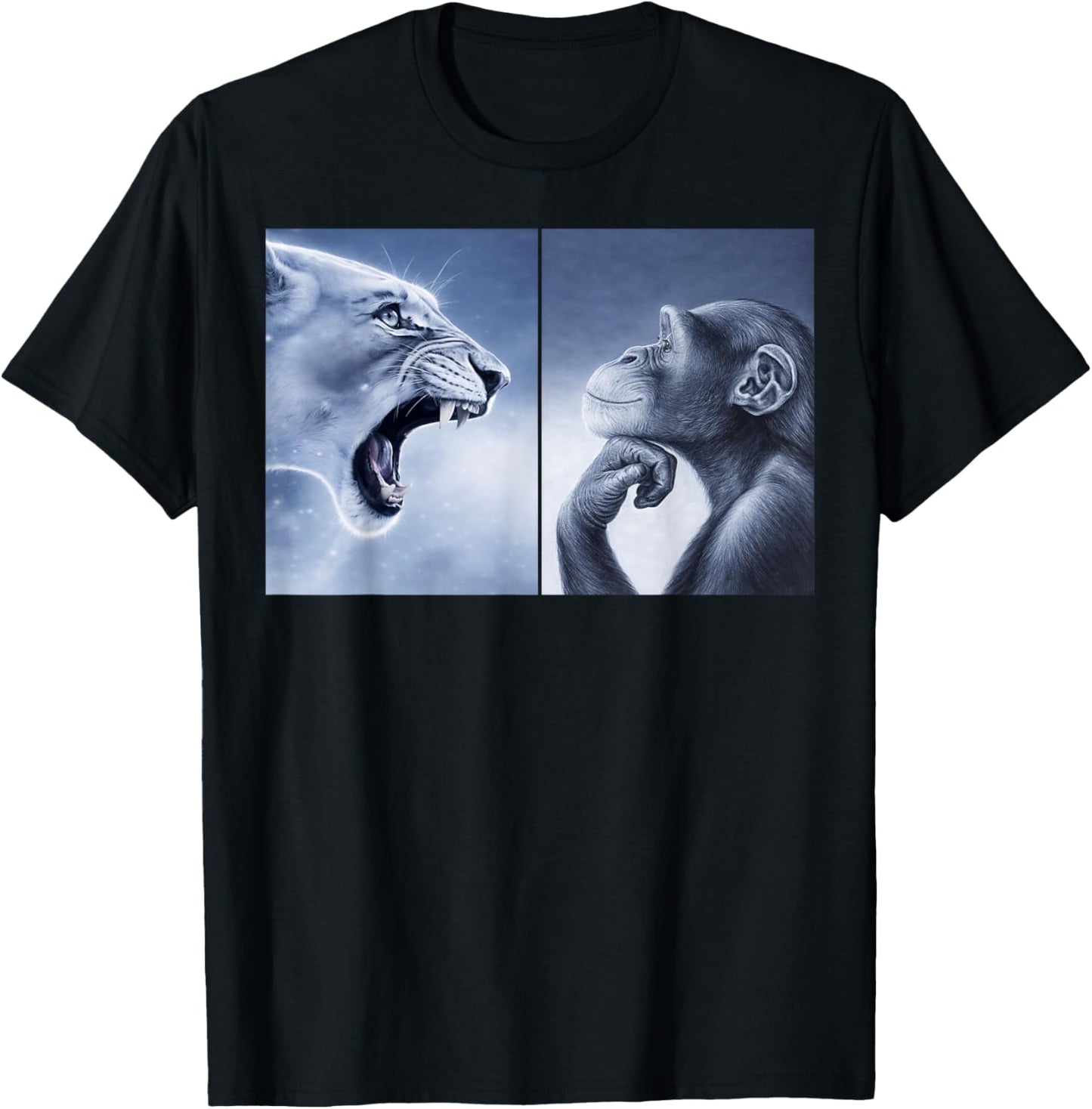 Funny Rage Bait Lion Monkey Viral Meme T-Shirt - T-Shirt | Black