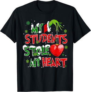 My Students Christmas Stole My Heart Xmas Teacher Holiday T-Shirt - T-Shirt | Black