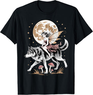 Fairy Wolf Satanism Demonic Devil Witchcraft Goth Occult T-Shirt - T-Shirt | Black