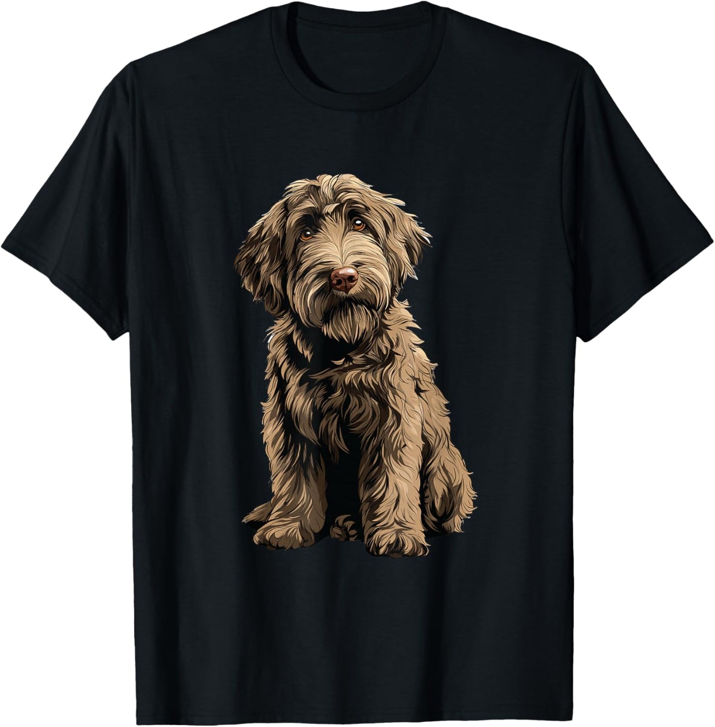 Chocolate Labradoodle Dog Illustration Doodle Dog T-Shirt - T-Shirt | Black
