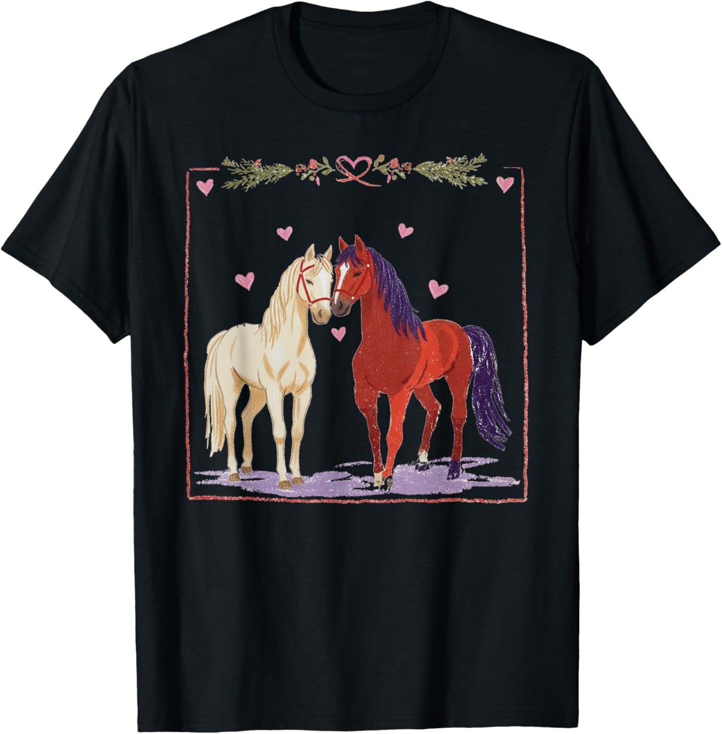 Funny Western Valentine Horse Bow Horse Lover Couples T-Shirt - T-Shirt | Black