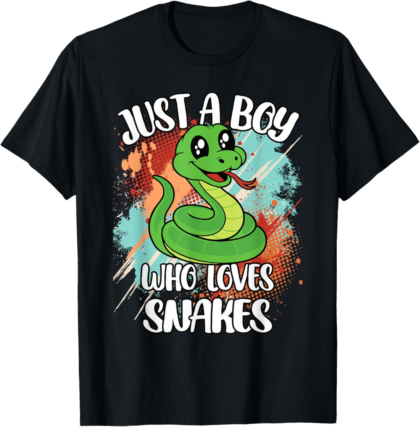 Just A Boy Who Loves Snakes Funny Retro Reptile Boys Kids T-Shirt - T-Shirt | Black