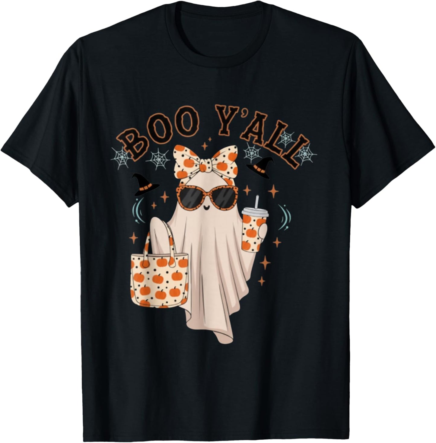 Boo JEE Boujee Pink Ghost Halloween October Vibes T-Shirt - T-Shirt | Black
