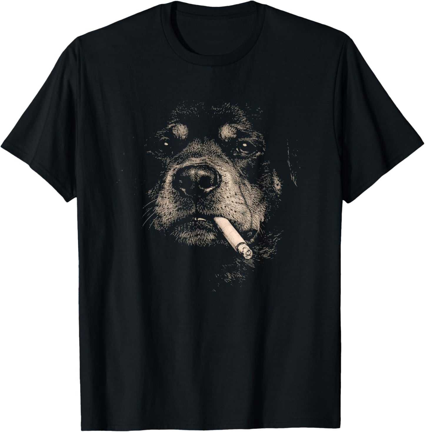 Dog Smoking Cigarette Funny Rottweiler Meme T-Shirt - T-Shirt | Black
