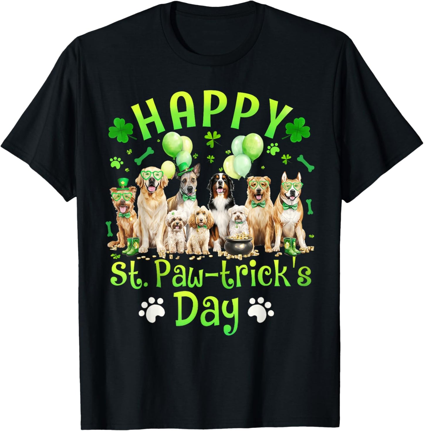 Saint Patrick's Day Paw-trick's Dog Lover Boys Girl Kid T-Shirt - T-Shirt | Black