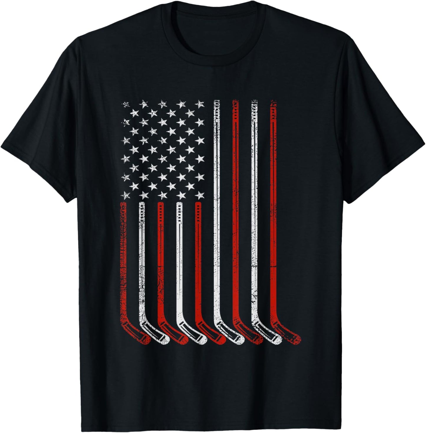 Ice Hockey Player & Coach US Flag Penalty Box Patriotic Fan T-Shirt - T-Shirt | Black