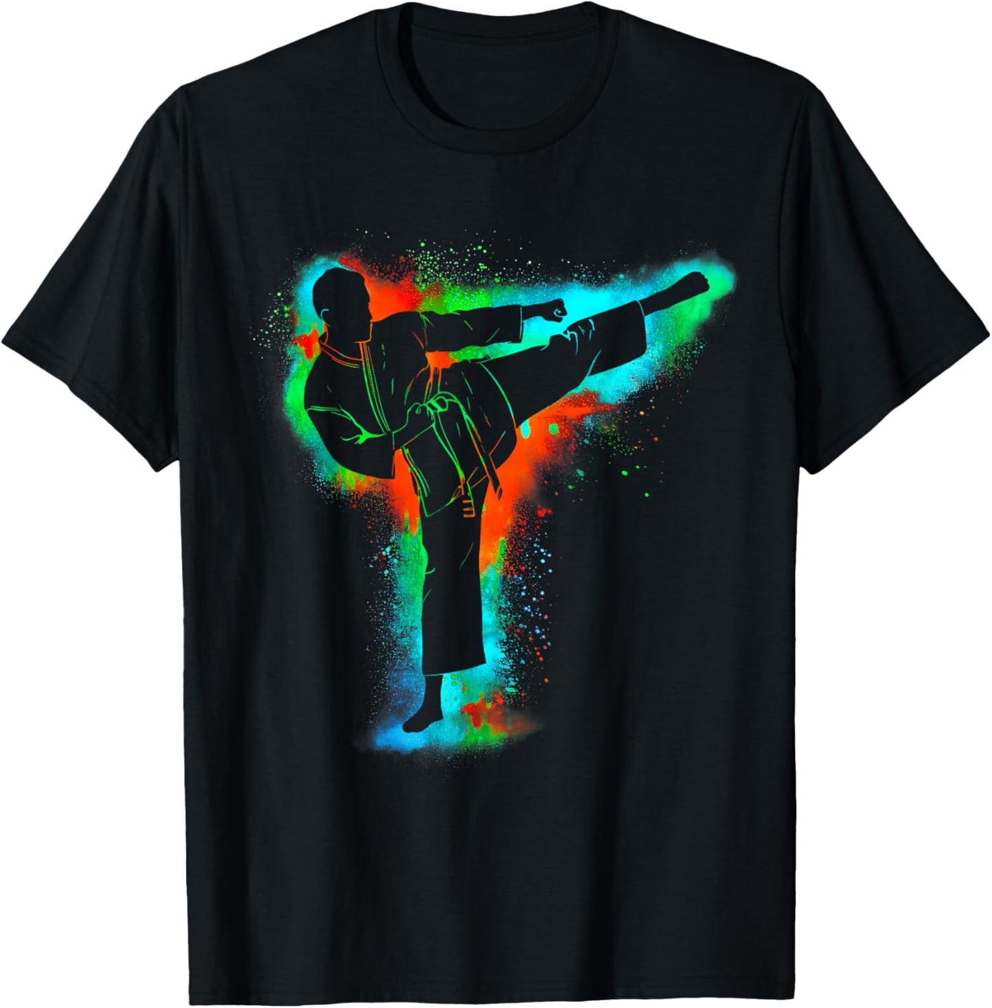 Colorful Retro Taekwondo Martial Arts Men Kids Boys Karate T-Shirt - T-Shirt | Black