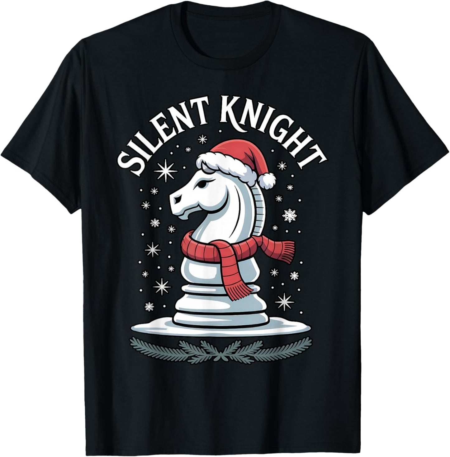 Silent Knight Funny Xmas Chess Christmas Pun T-Shirt - T-Shirt | Black