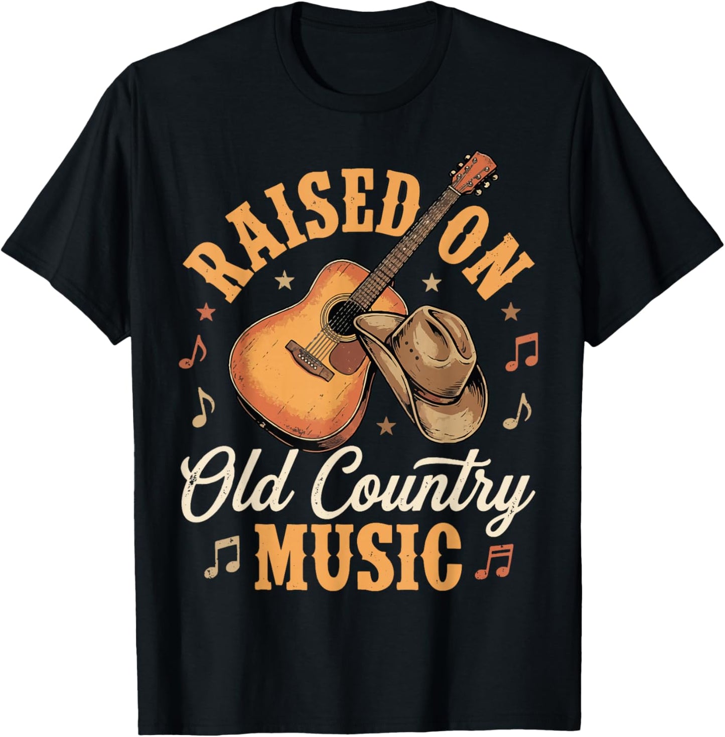 Raised On Old Country Music T-Shirt - T-Shirt | Black